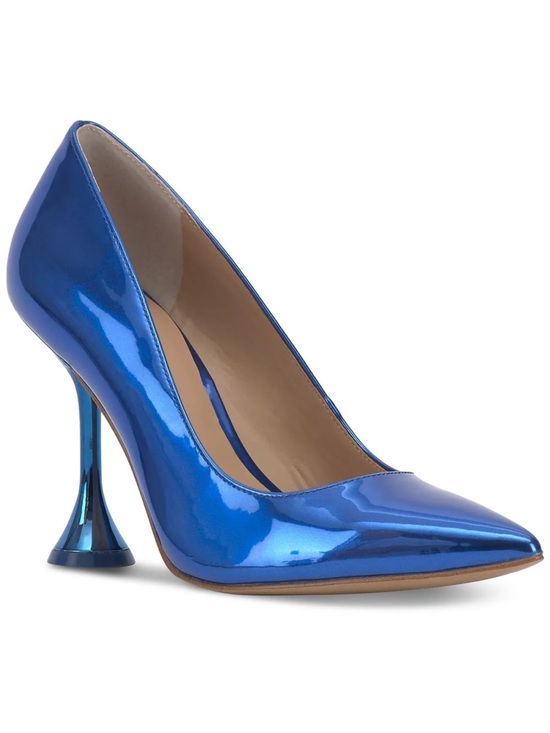INC International Concepts Shoes - INC Womens Blue Comfort Savitri Pointed Toe Flare Slip On Dress Pumps- Size 7